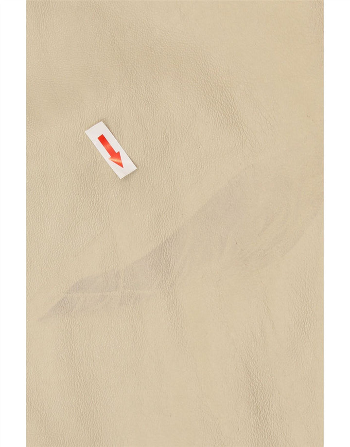 Vintage Γυναικείο Δερμάτινο Μπουφάν με Κουκούλα IT 46 Μεγάλο Δερμάτινο Μπεζ