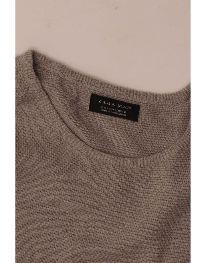Ανδρικό πουλόβερ Zara Boat Neck Jumper Large Grey