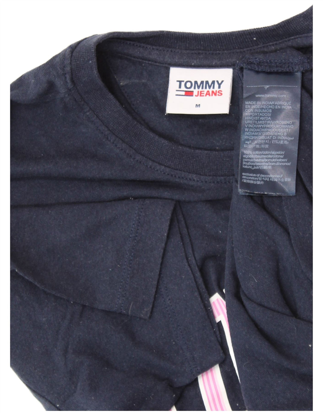 Γυναικείο γραφικό μπλουζάκι TOMMY HILFIGER Τοπ UK 14 μεσαίου μπλε βαμβακερό