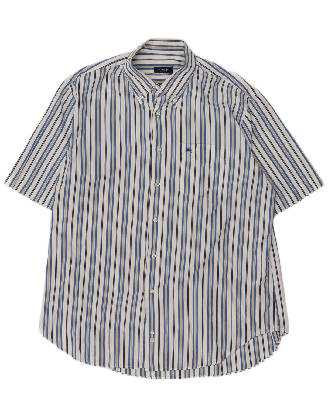 Ανδρικό κοντομάνικο πουκάμισο Burberry XL Λευκό βαμβακερό ριγέ