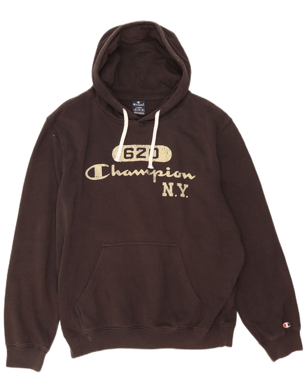 Ανδρικό Champion Graphic Hoodie Jumper μεγάλο μαύρο βαμβακερό