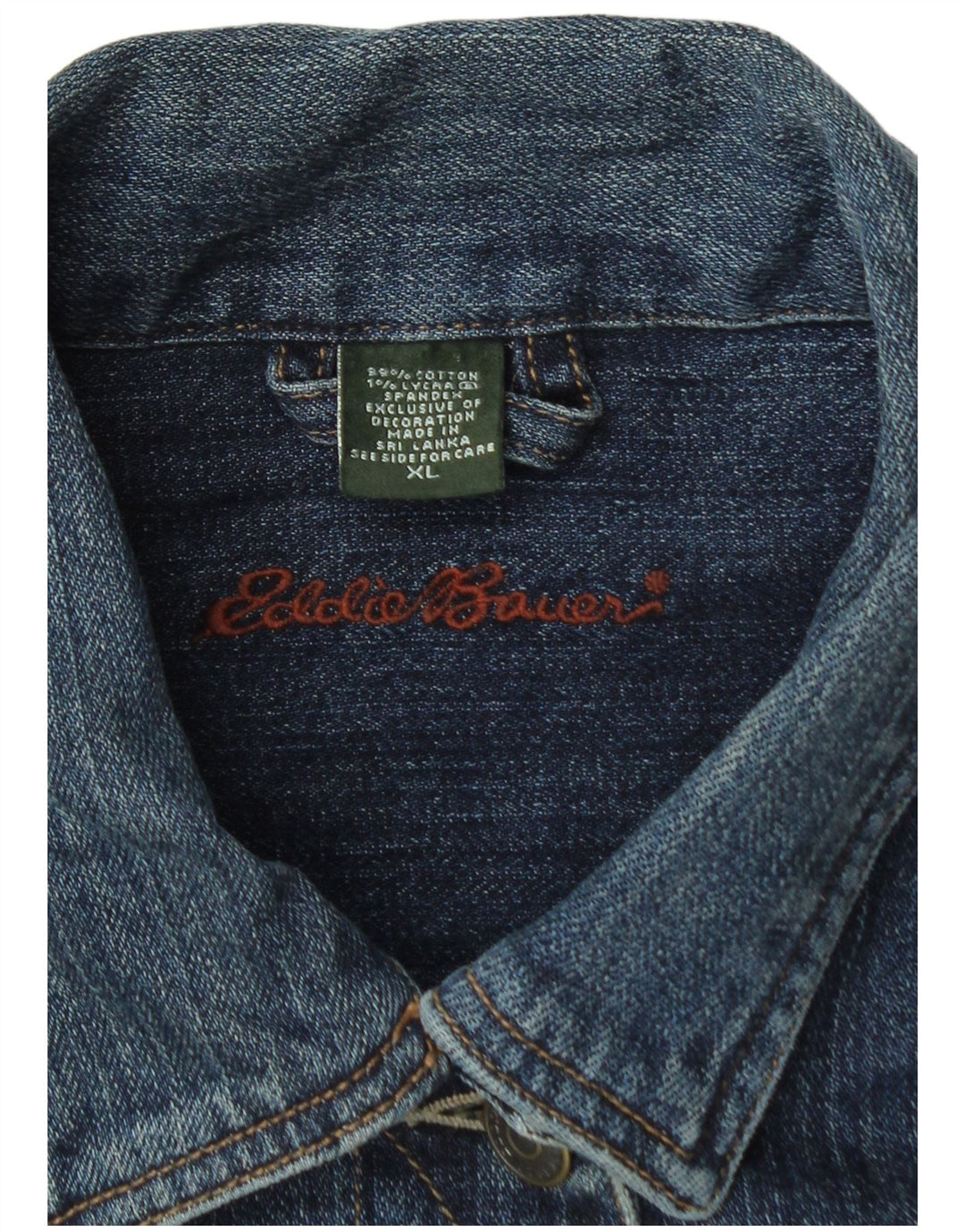 Eddie Bauer Γυναικείο Τζιν Μπουφάν UK 18 XL Navy Blue Cotton