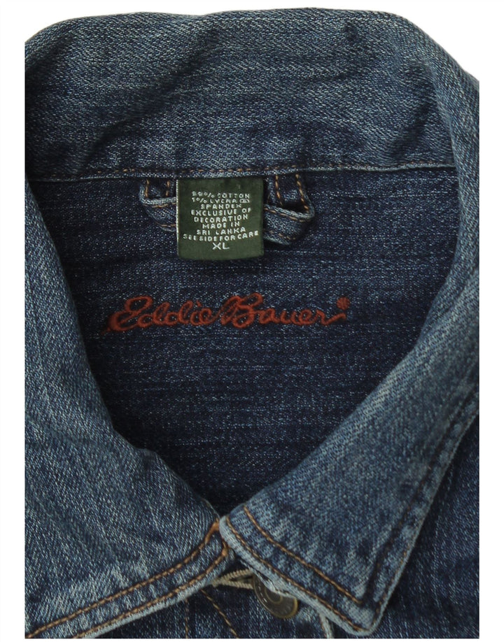 Eddie Bauer Γυναικείο Τζιν Μπουφάν UK 18 XL Navy Blue Cotton