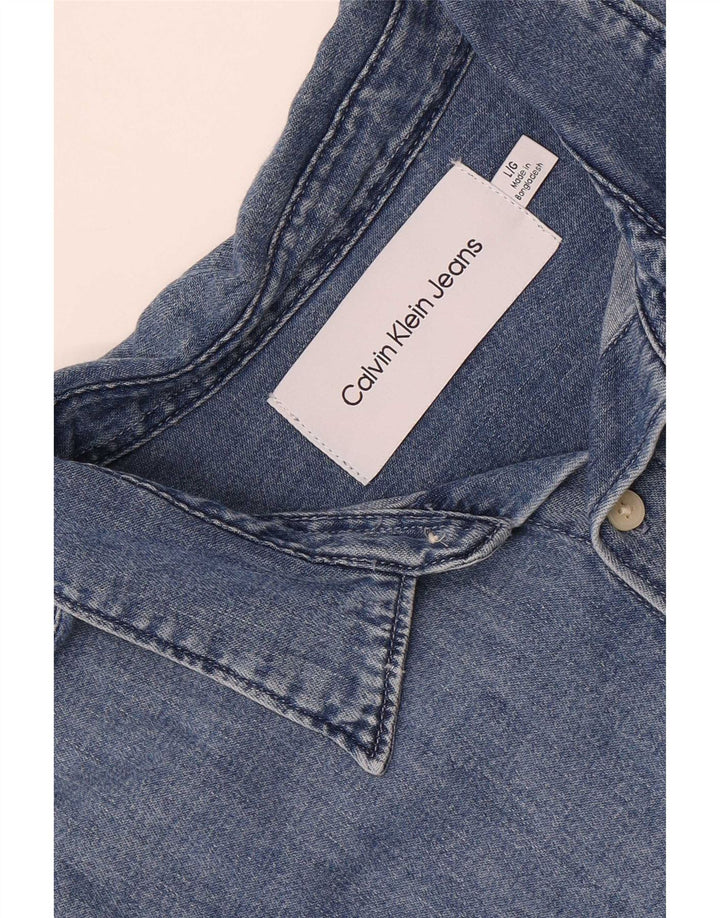 Ανδρικό τζιν πουκάμισο Calvin Klein Jeans μεγάλο μπλε