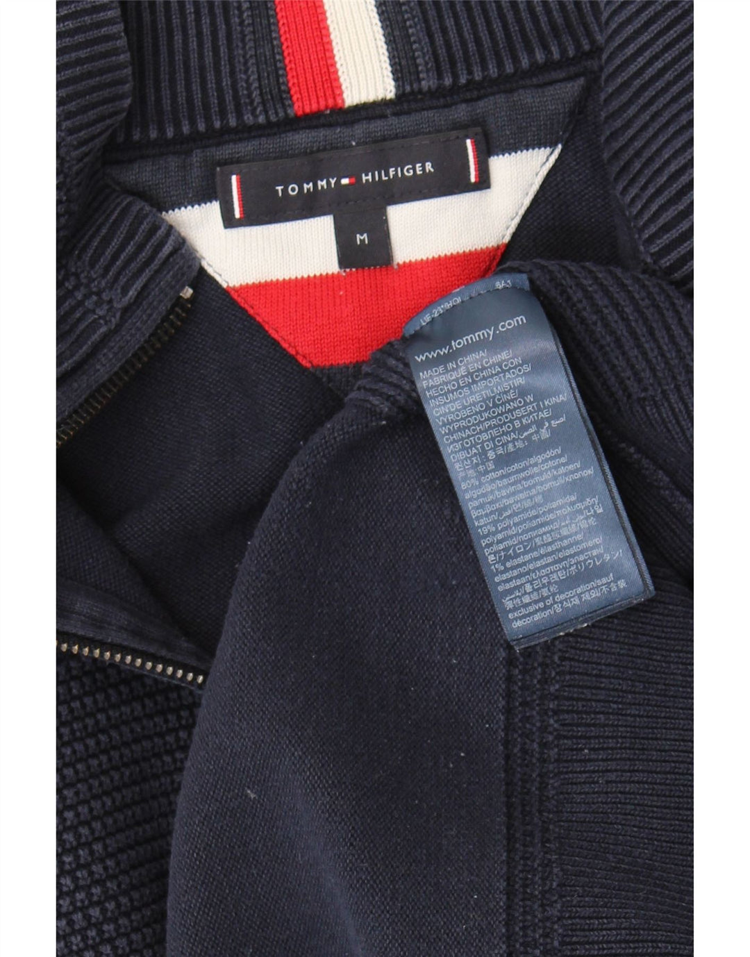 Ανδρικό πουλόβερ με φερμουάρ Tommy Hilfiger, βαμβακερό, μεσαίο ναυτικό