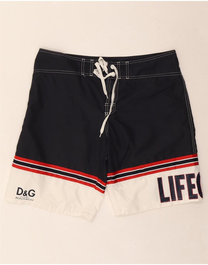 Ανδρικό γραφικό σορτς κολύμβησης Dolce & Gabbana μεγάλο μπλε ναυτικό χρώμα