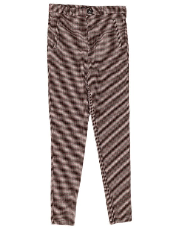 Zara Γυναικείο Skinny Παντελόνι Μεσαίο Κόκκινο Πολυεστέρας Houndstooth