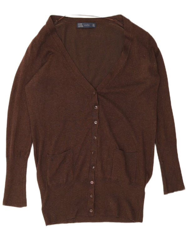 Zara Γυναικεία Ζακέτα UK 14 Large Brown Rayon
