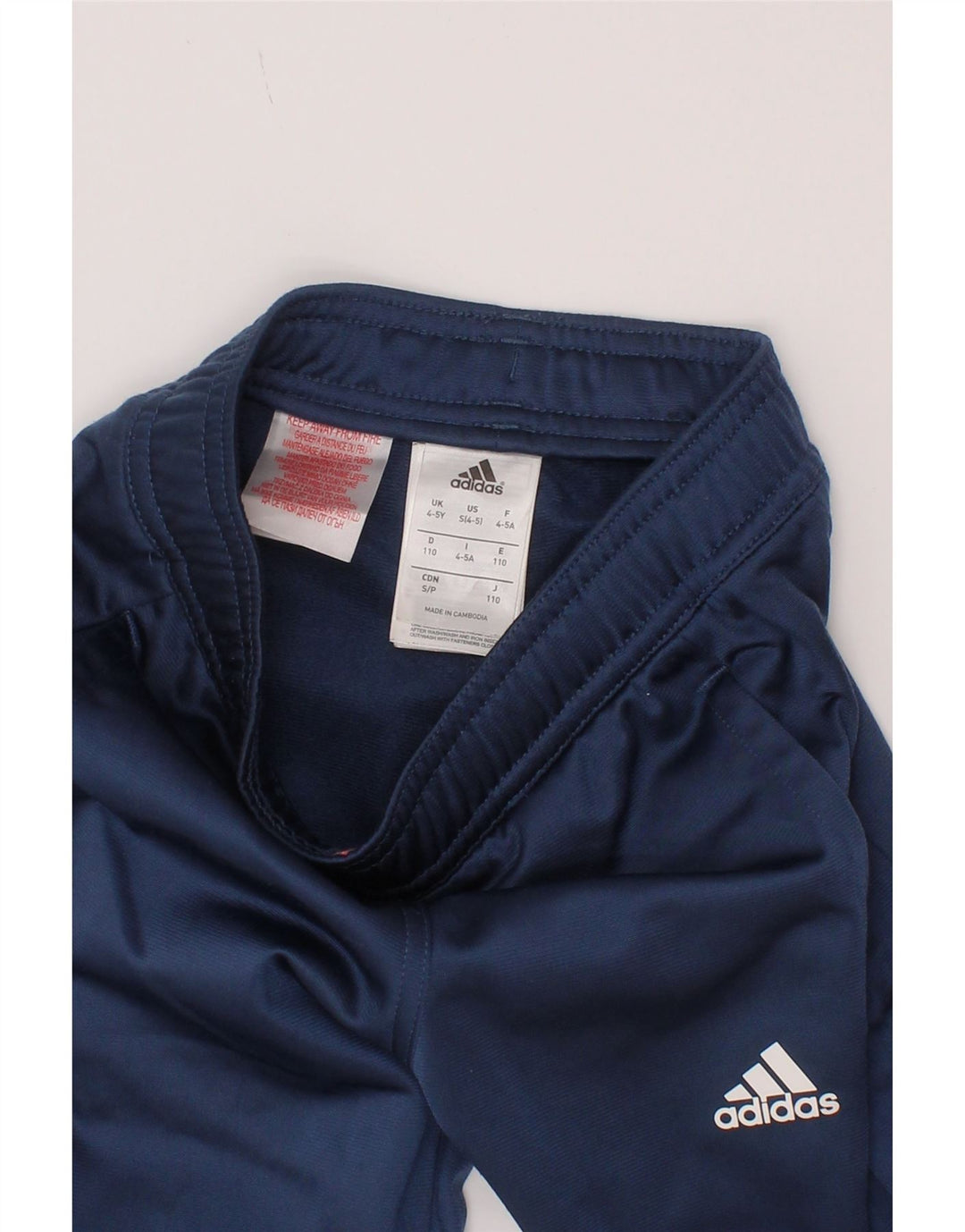 Adidas Boys Tracksuit Trousers Joggers 4-5 Years Navy Blue Polyester