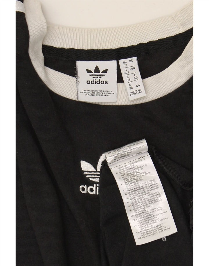 Γυναικείο T-Shirt ADIDAS Top UK 12 μεσαίο μαύρο βαμβακερό