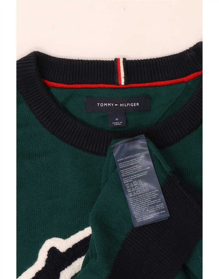 Ανδρικό πουλόβερ με λαιμόκοψη Tommy Hilfiger με μεσαίο πράσινο χρώμα