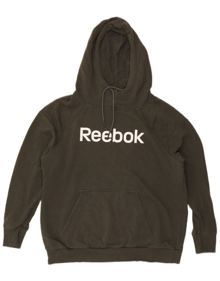 REEBOK Mens Graphic Hoodie Jumper Medium Green