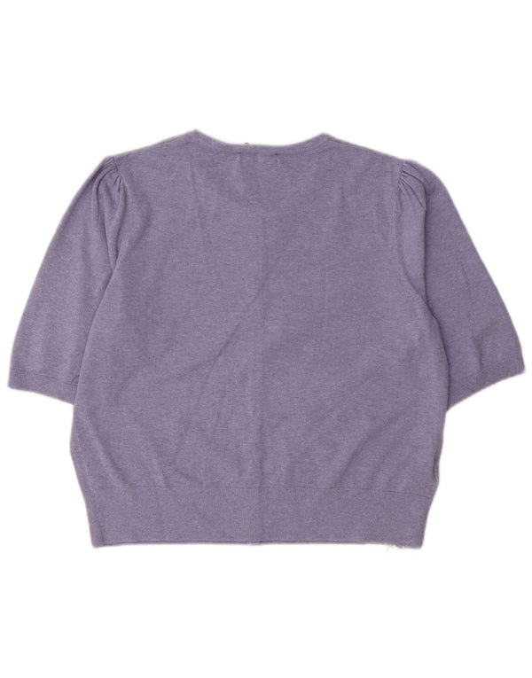 Laura Ashley Γυναικείο κοντομάνικο Bolero Jumper UK 16 μεγάλο μωβ βαμβακερό