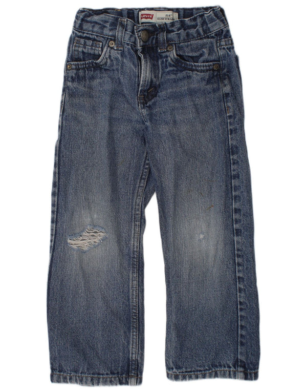 LEVI'S Girls 514 Distressed Slim Straight Jeans 3-4 Years W20 L16 Blue