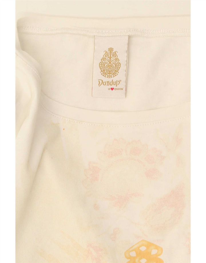 Γυναικείο γραφικό μπλουζάκι Dondup Crop Top UK 12 Medium White