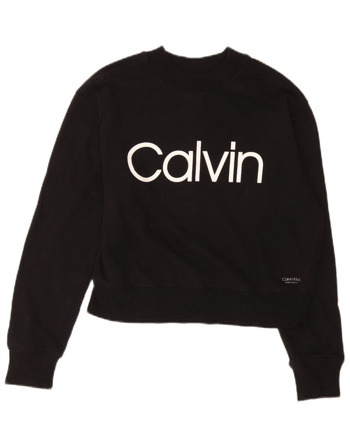 Γυναικεία φούτερ Calvin Klein Crop Graphic Jumper UK 12 Medium Black