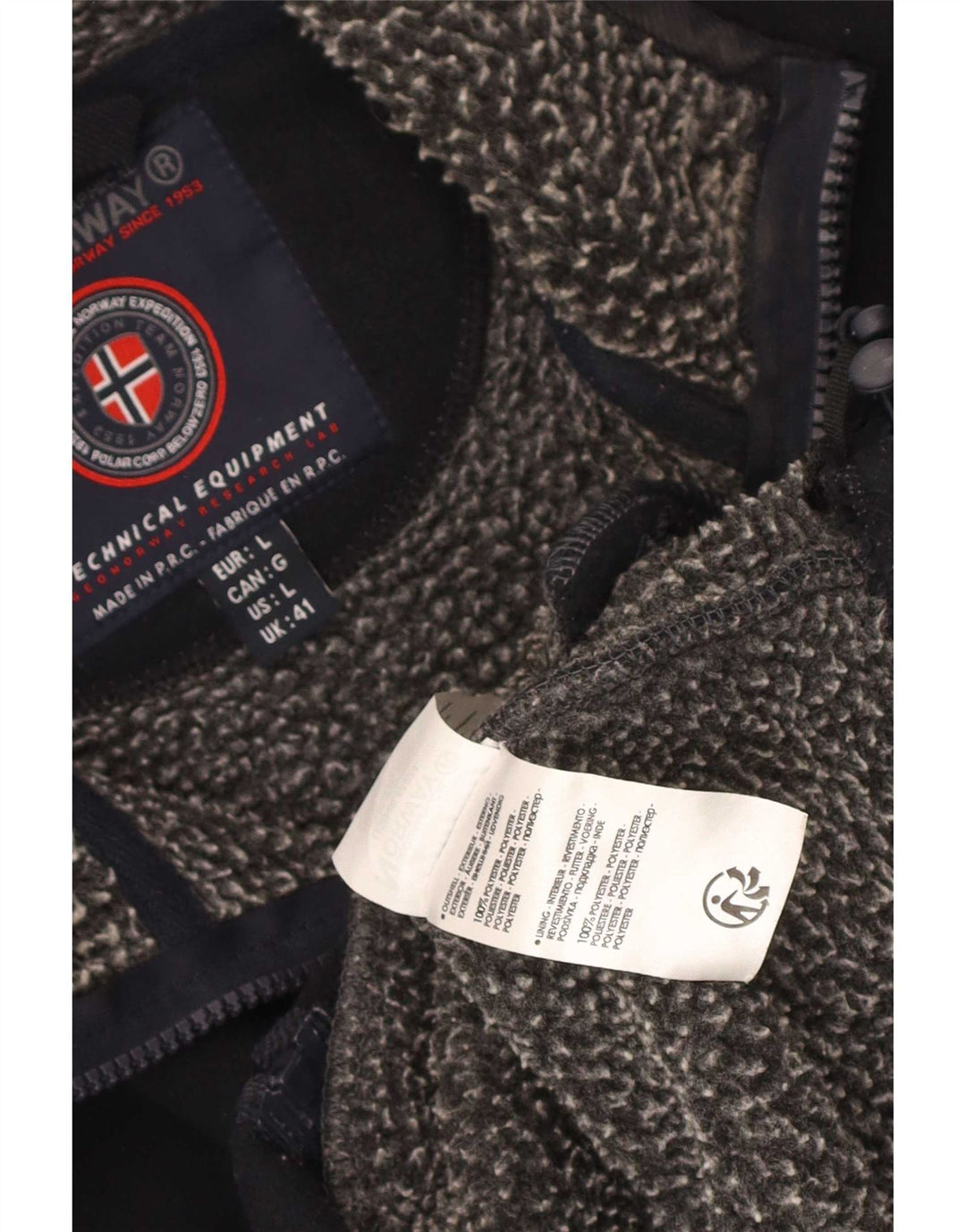 Geographical Norway Mens Fleece Jacket UK 41 Large Navy Blue Polyester