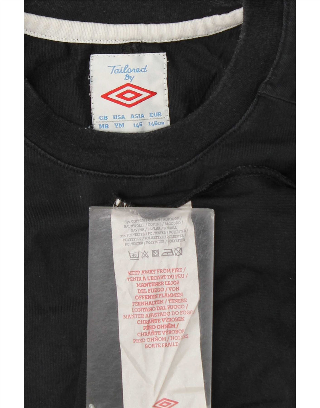 T-Shirt Umbro Boys Top 9-10 ετών, μεσαίο μαύρο χρώμα, βαμβακερό