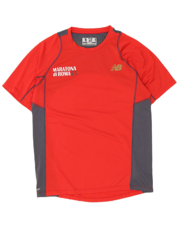 Ανδρικό γραφικό T-Shirt New Balance Top Medium Red Colorblock Πολυεστέρας