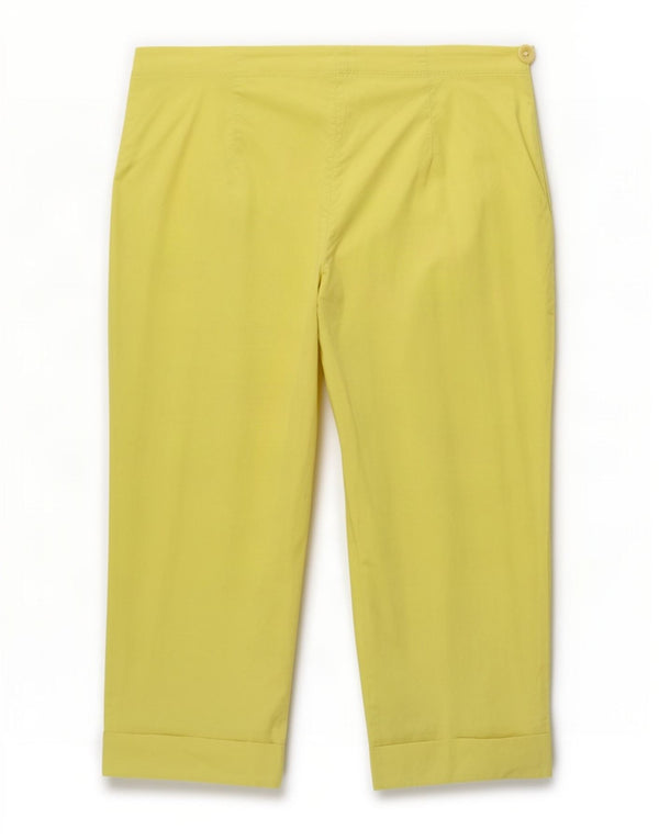 Benetton Womens Capri Trousers IT 46 Large W32 L17 Green Cotton