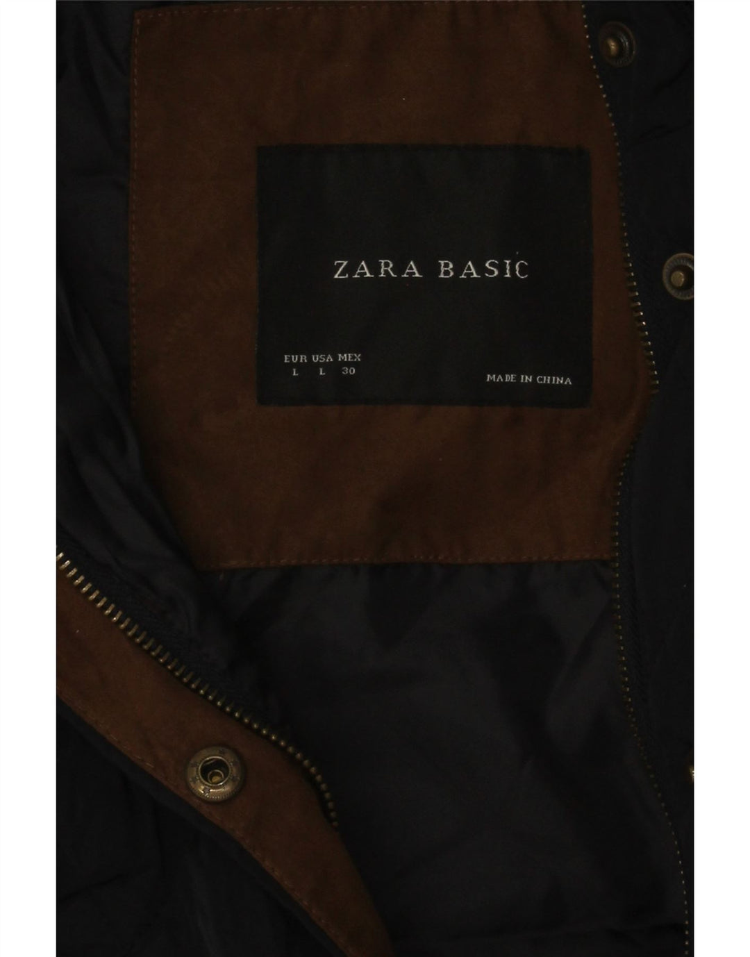 Zara Γυναικεία καπιτονέ Gilet UK 14 Large Navy Blue Colorblock Πολυεστέρας