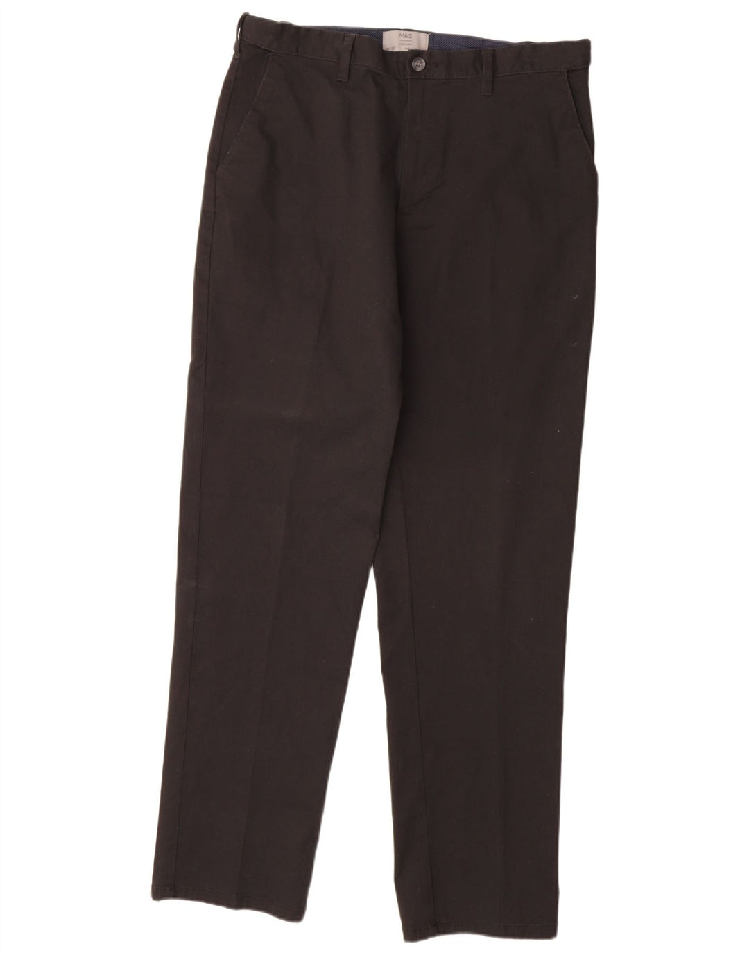MARKS & SPENCER Ανδρικό παντελόνι Chino με κανονική εφαρμογή W36 L33 μαύρο βαμβακερό