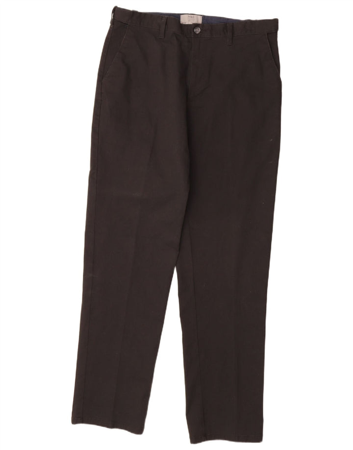 MARKS & SPENCER Ανδρικό παντελόνι Chino με κανονική εφαρμογή W36 L33 μαύρο βαμβακερό