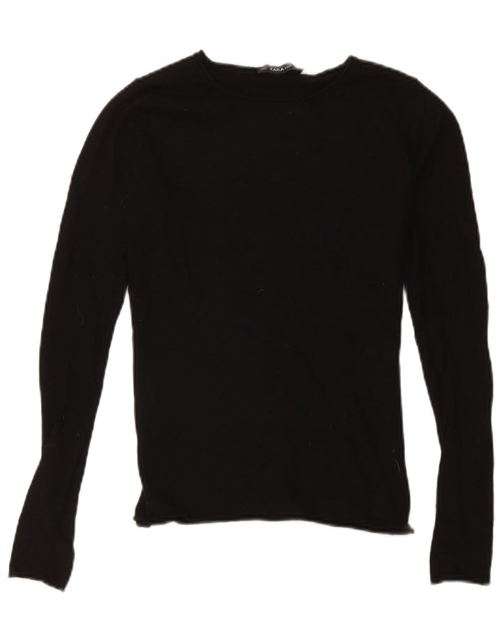 Zara γυναικείο τοπ μακρυμάνικο UK 10 Small Black Modal