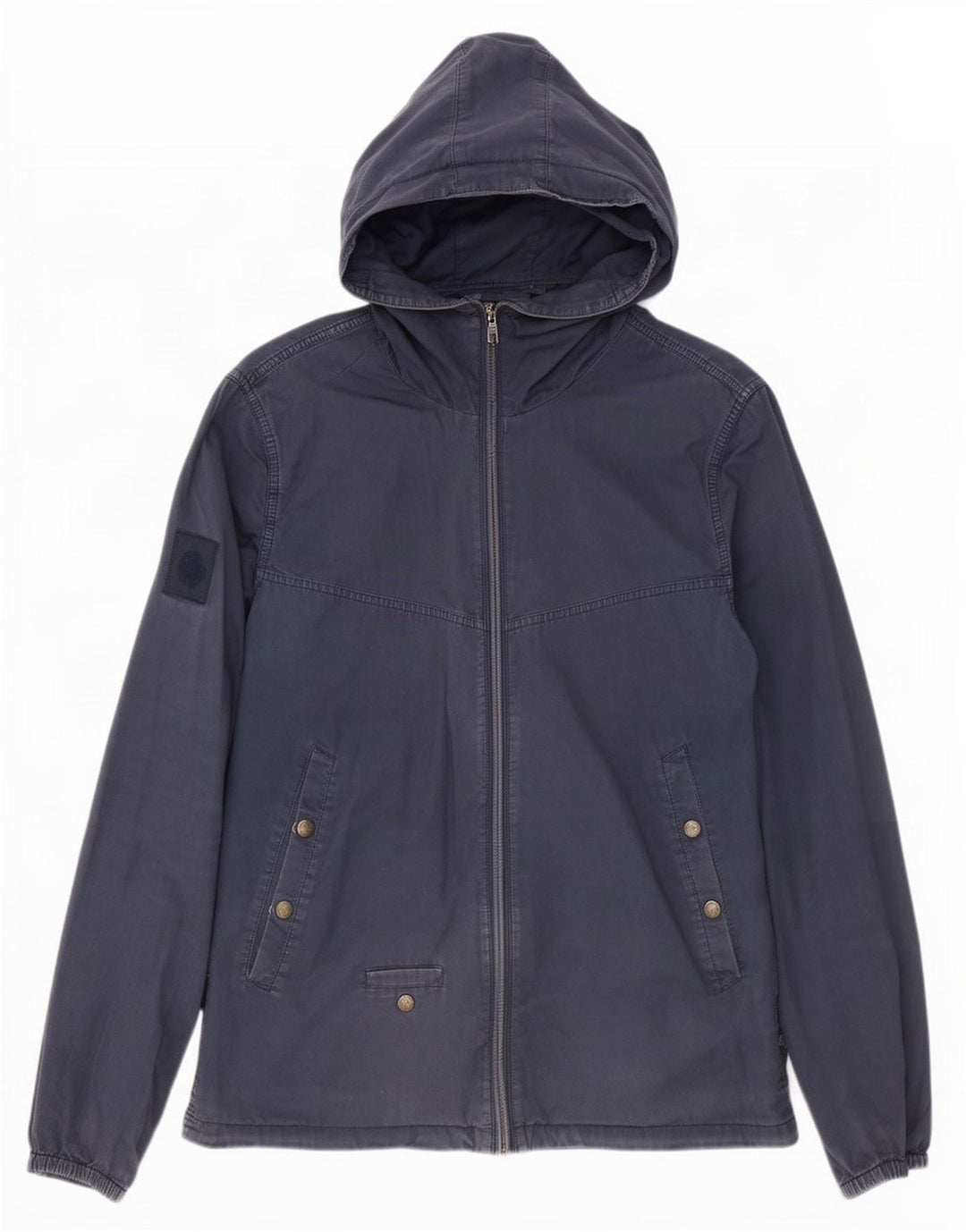 Pretty Green Ανδρικό Bomber Jacket με κουκούλα UK 38 Medium Navy Blue Cotton
