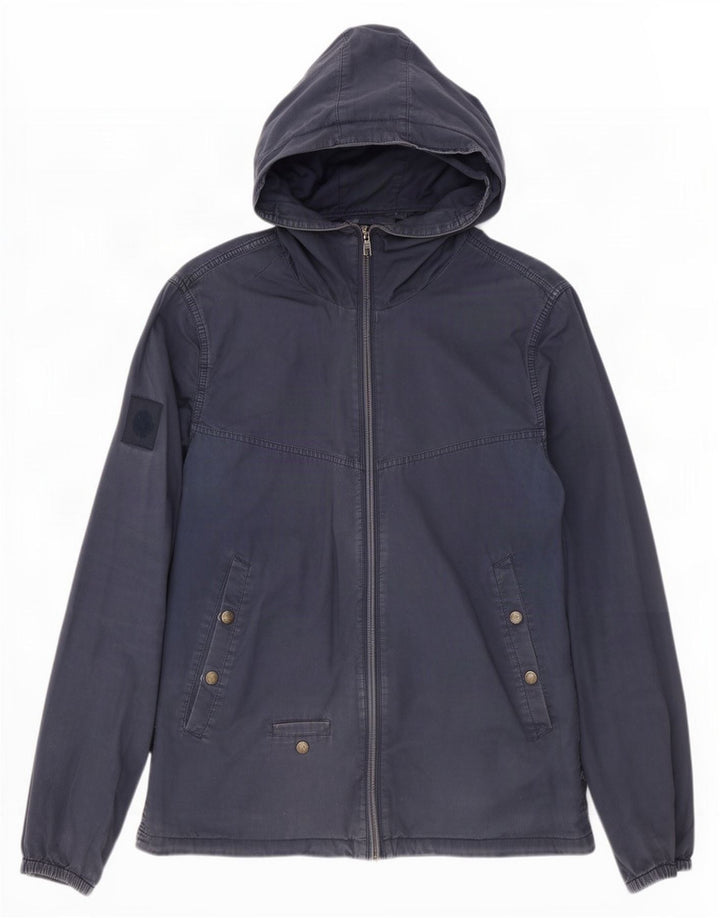 Pretty Green Ανδρικό Bomber Jacket με κουκούλα UK 38 Medium Navy Blue Cotton