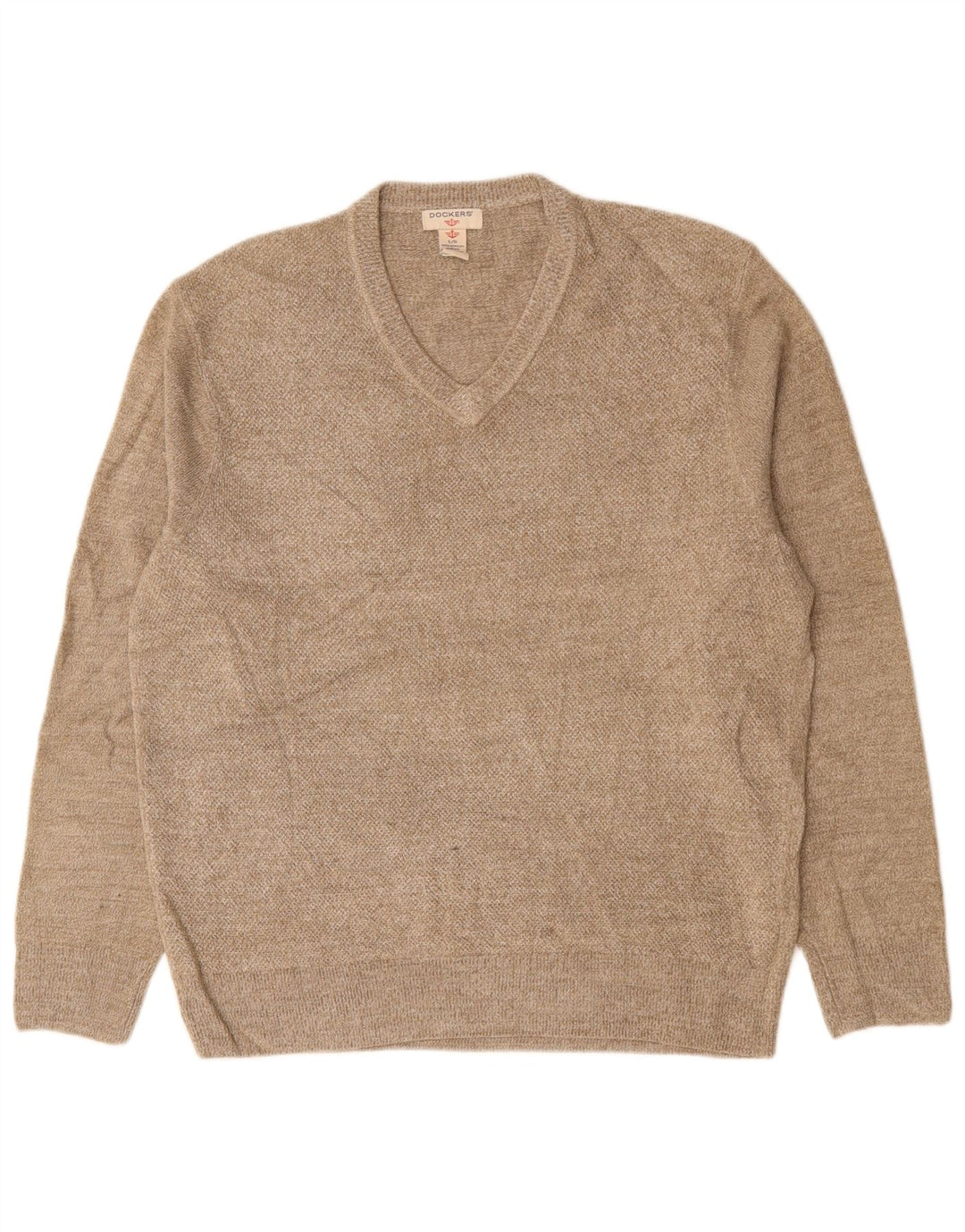 DOCKERS Ανδρικό πουλόβερ με λαιμόκοψη V-λαιμόκοψη Μεγάλο Μπεζ Ακρυλικό