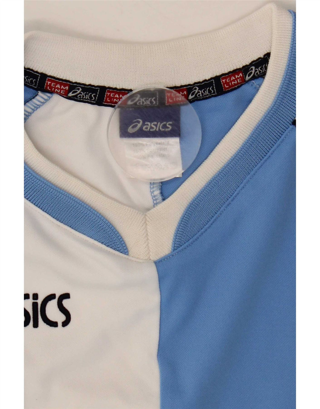Ανδρικό γραφικό μπλουζάκι Asics Top Medium Blue Colorblock Πολυεστέρας