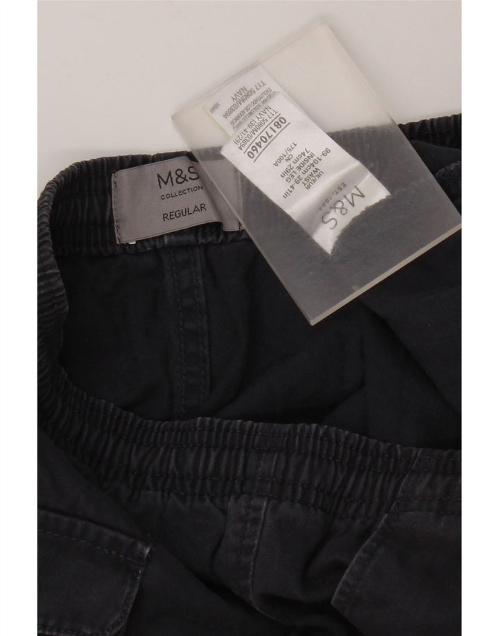 Ανδρικό παντελόνι Chino Marks & Spencer W39 L29 Navy Blue Cotton