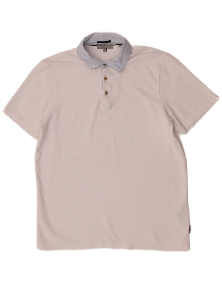 Ted Baker Ανδρικό Πόλο Μπλουζάκι Νούμερο 3 Μεσαίο Λευκό Βισκόζη