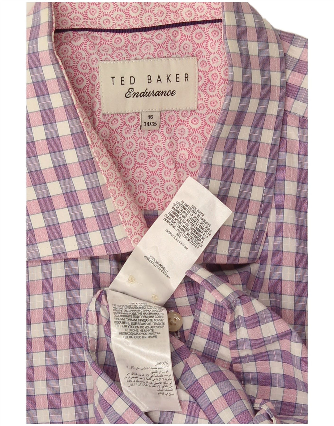 Ανδρικό πουκάμισο Ted Baker 16 Large Purple Check Cotton