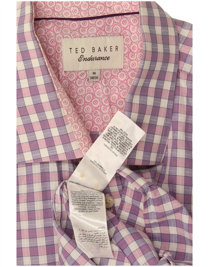 Ανδρικό πουκάμισο Ted Baker 16 Large Purple Check Cotton
