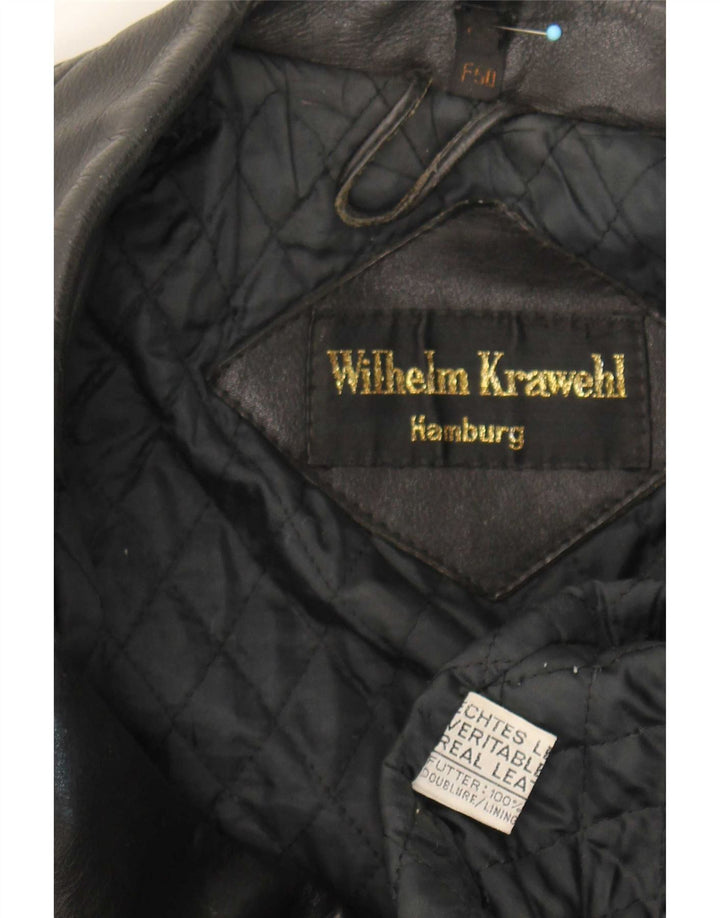 Wilhelm Krawehl Ανδρικό Δερμάτινο Μπουφάν Biker EU 50 Μεσαίο Μαύρο