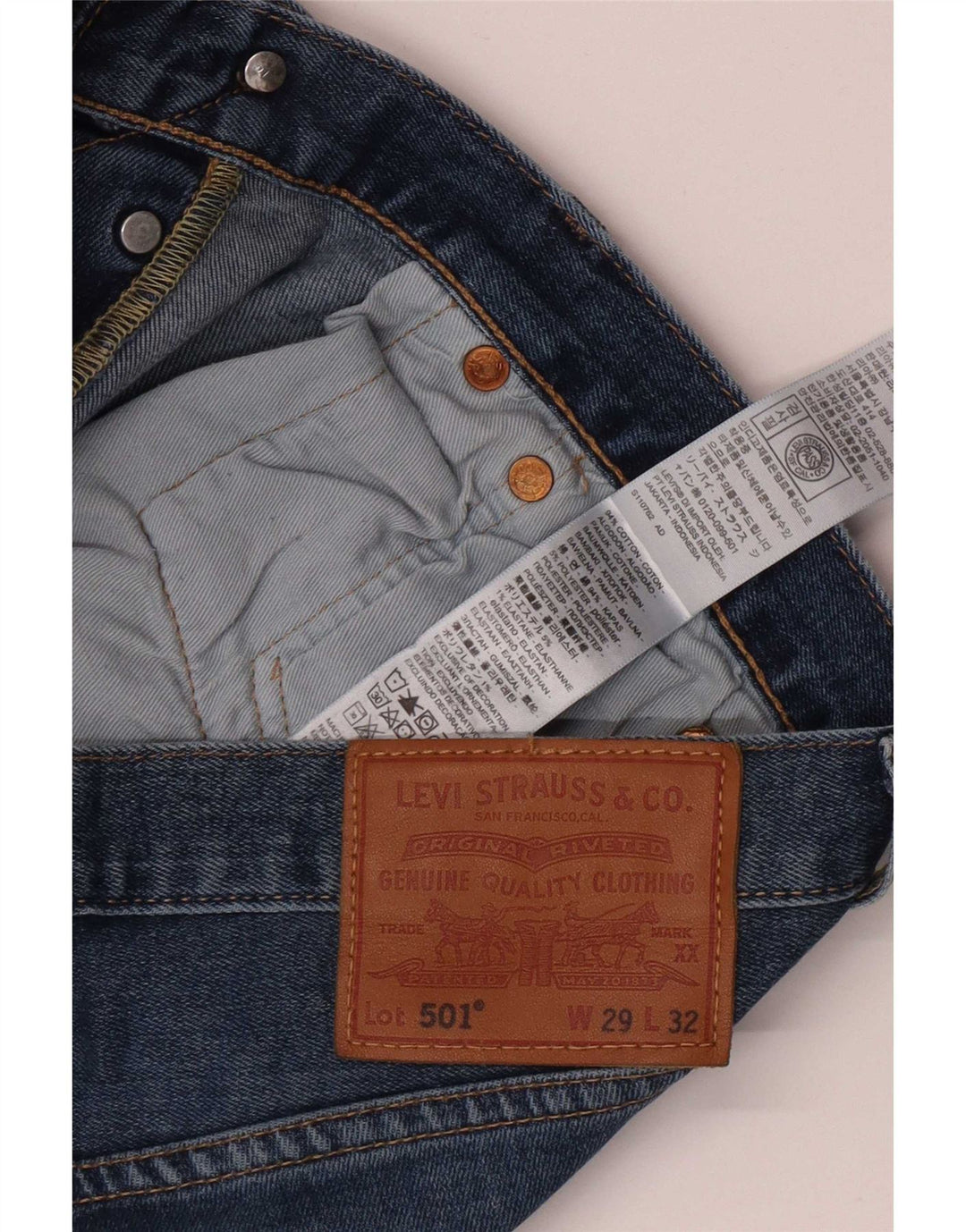Levi's Mens 501 Straight Jeans W29 L32 Μπλε βαμβακερό