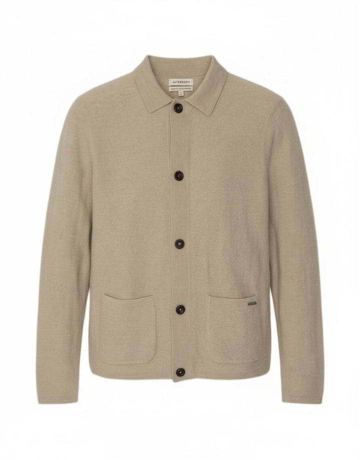 Marks & Spencer Ανδρικό πουλόβερ ζακέτα Autograph Medium Beige Wool Merino
