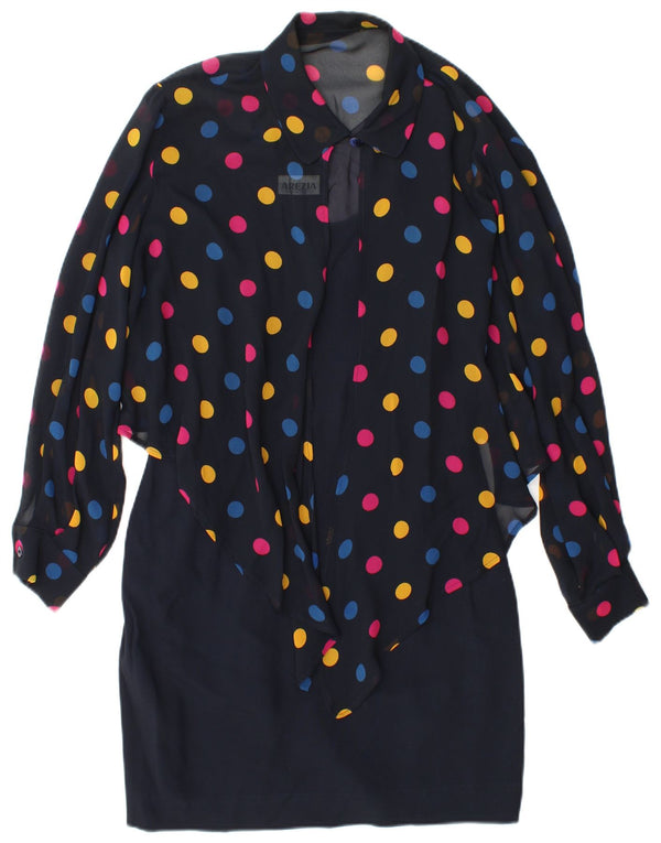 Γυναικείο φόρεμα με θήκη με γραβάτα Arezia UK 10 Small Navy Blue Spotted
