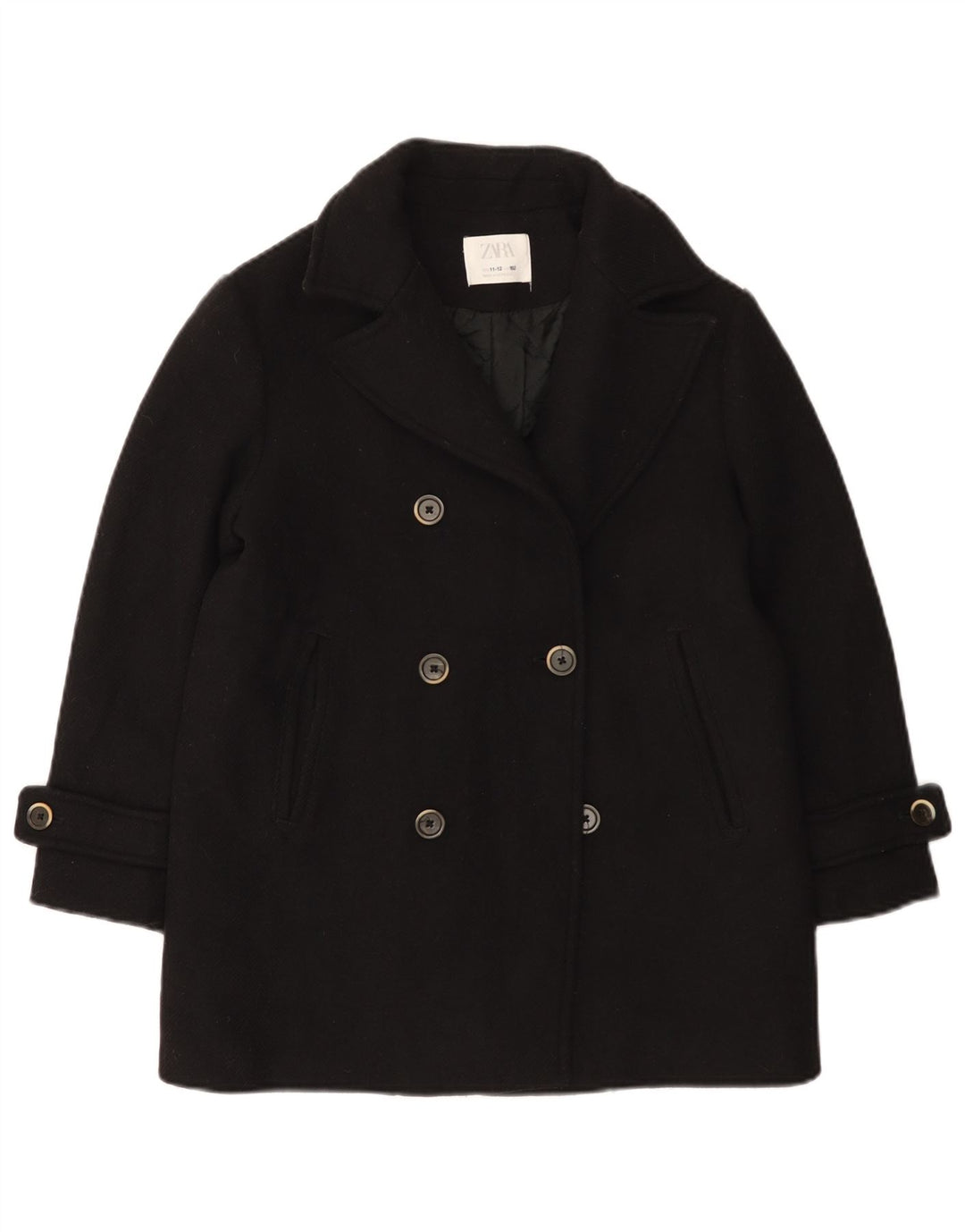 Zara Girls Pea Παλτό 11-12 ετών Μαύρο Μαλλί
