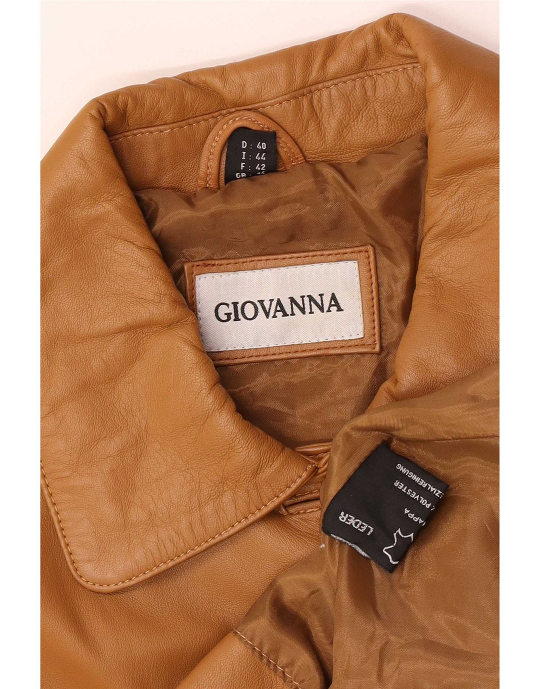Γυναικείο Δερμάτινο Μπουφάν UK 14 Large Beige