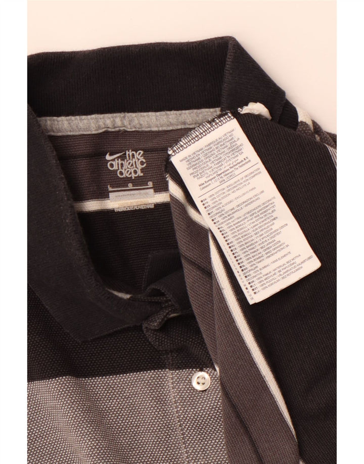 Ανδρικό μπλουζάκι πόλο NIKE μεγάλο γκρι βαμβακερό ριγέ