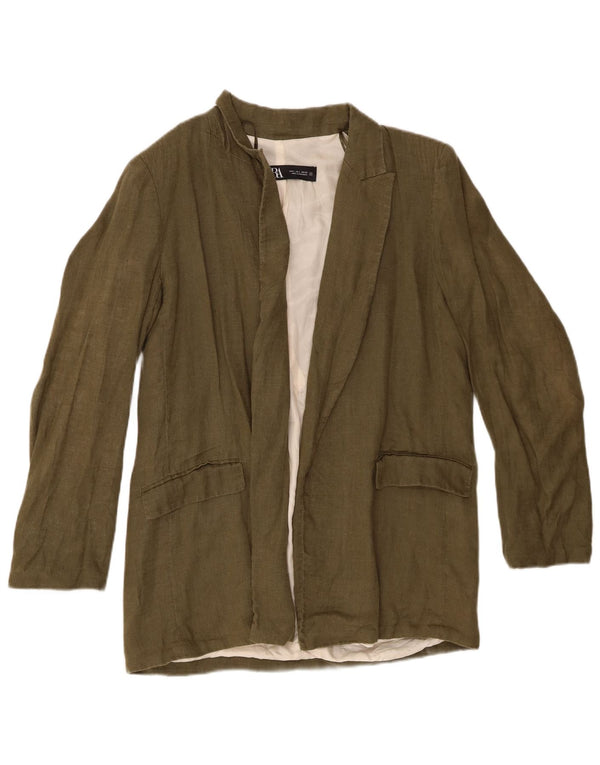 Zara Γυναικείο Open Blazer Jacket UK 16 Large Khaki Lenn