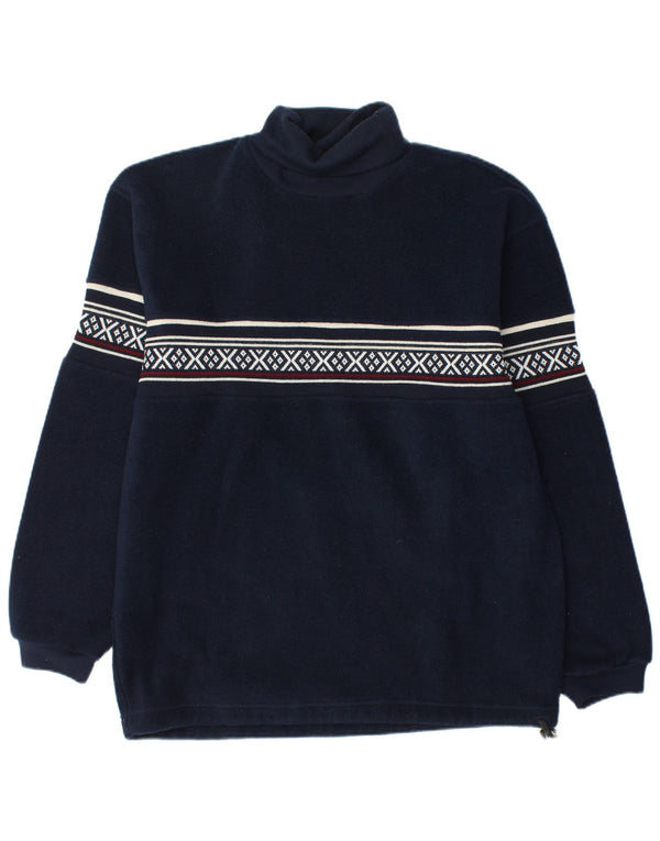 Fire and Ice Mens Fleece Jumper Medium Navy Blue Fair Isle Polyester