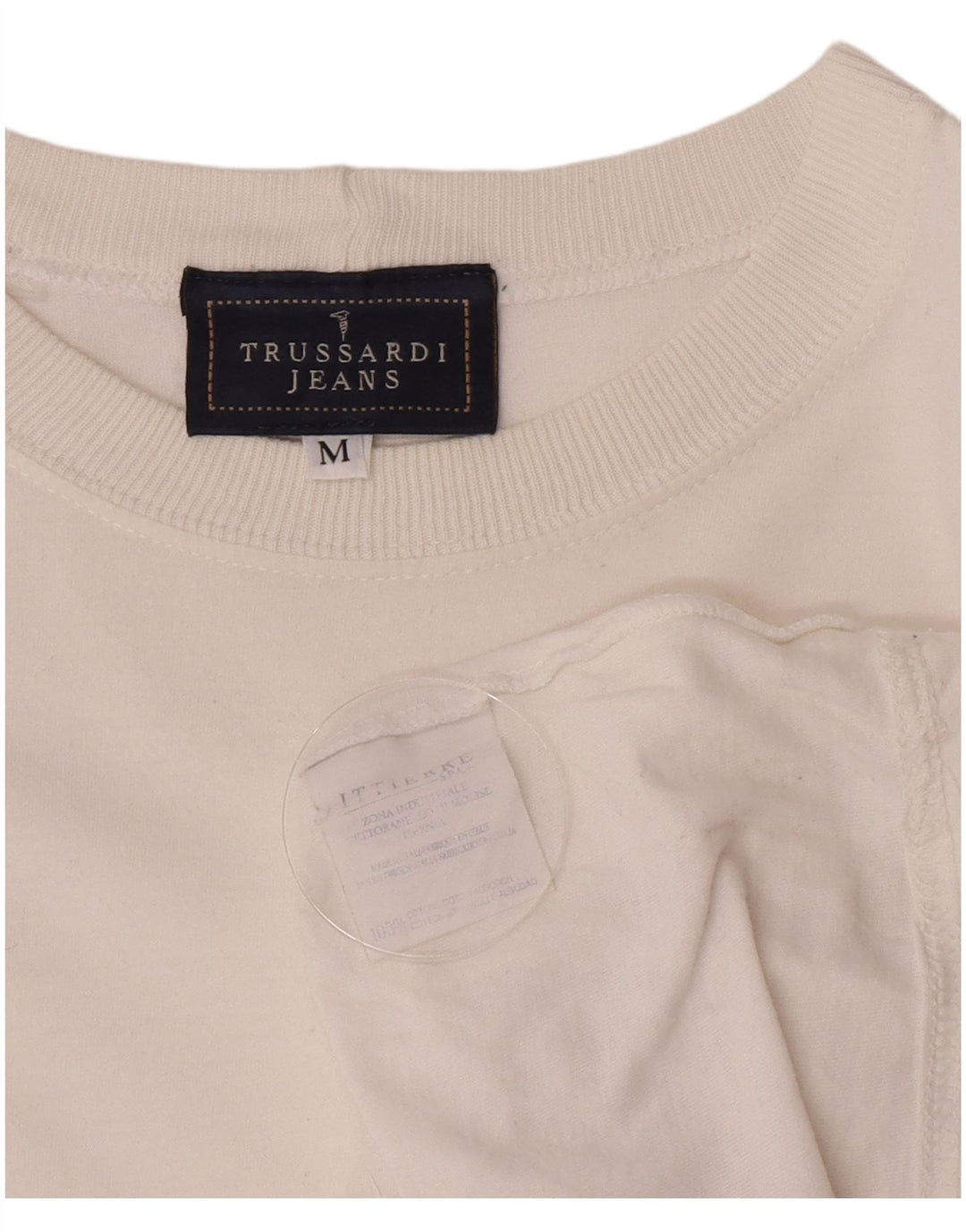 Trussardi Jeans Ανδρικό γραφικό T-Shirt Top Μεσαίο λευκό βαμβακερό