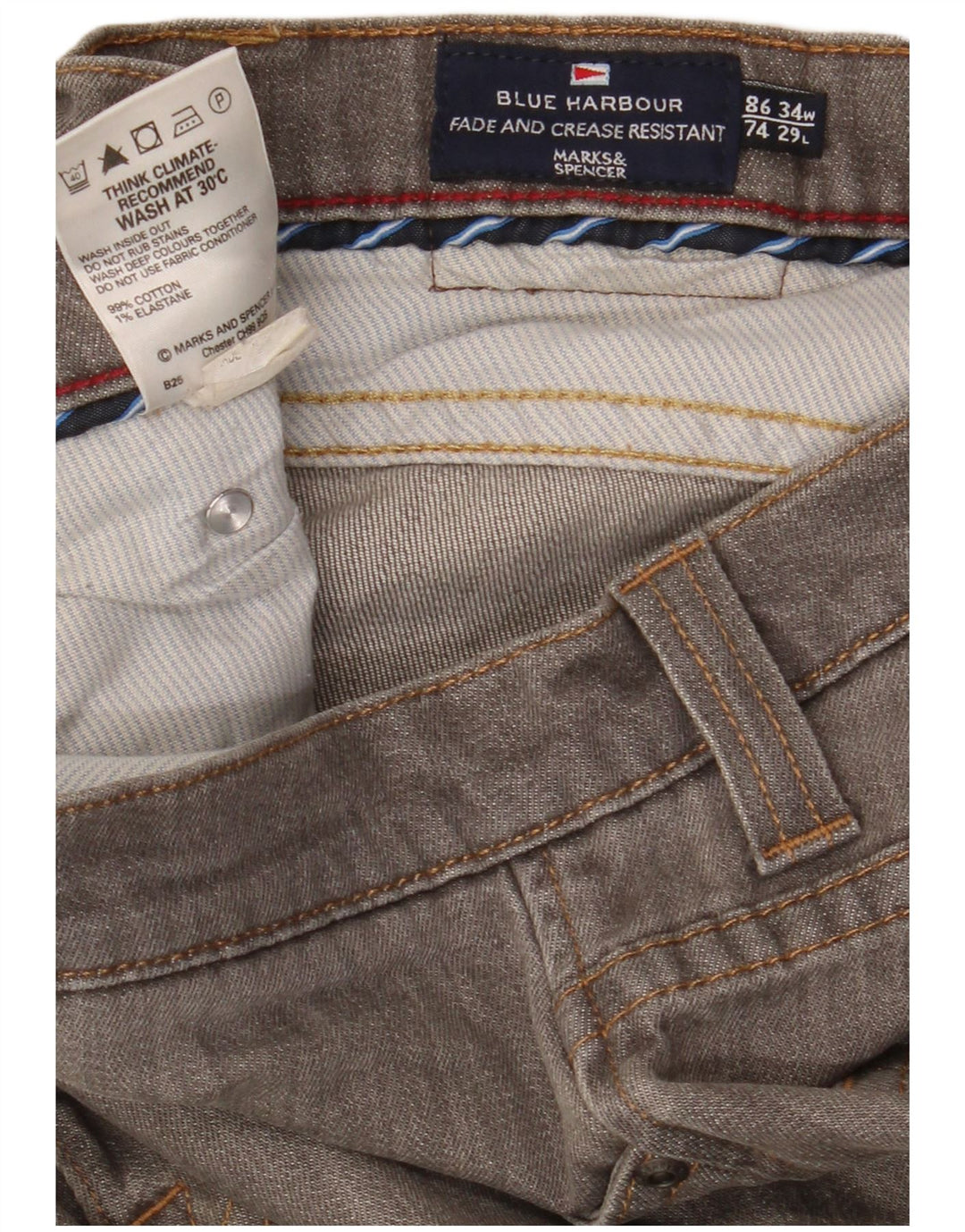 Ανδρικό τζιν Marks & Spencer Blue Harbor Straight W34 L29 Γκρι βαμβακερό