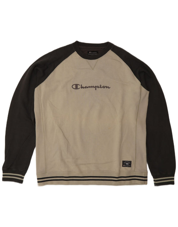 Ανδρική γραφική μπλούζα Champion Jumper 2XL Beige Colourblock Βαμβακερή