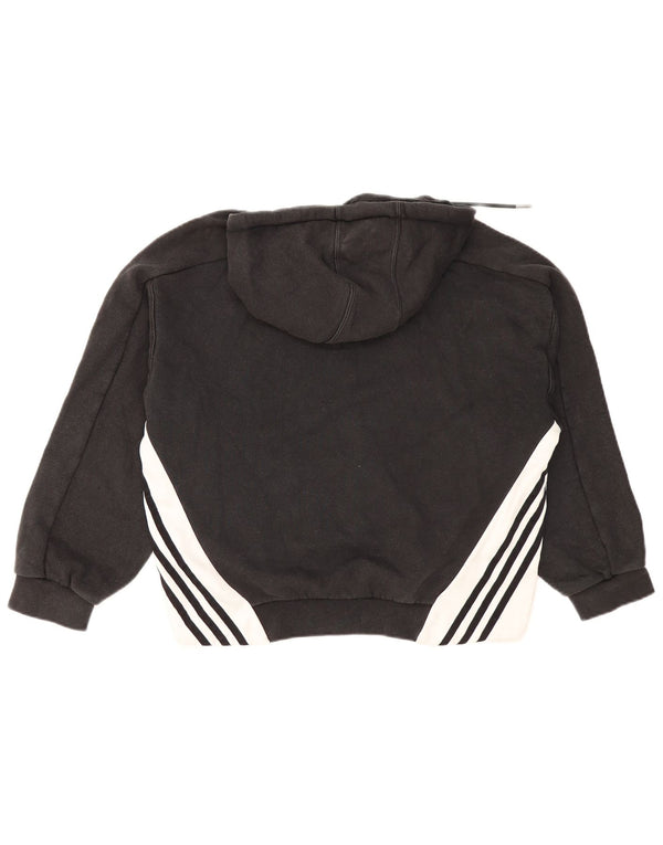 Γυναικεία Adidas Three Stripes Hoodie Jumper UK 10 Small Black Colourblock