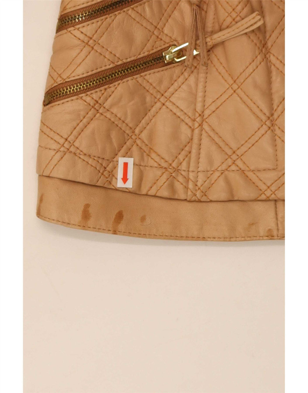 Zara γυναικείο δερμάτινο καπιτονέ μπουφάν Zara 8 Small Beige Polyester